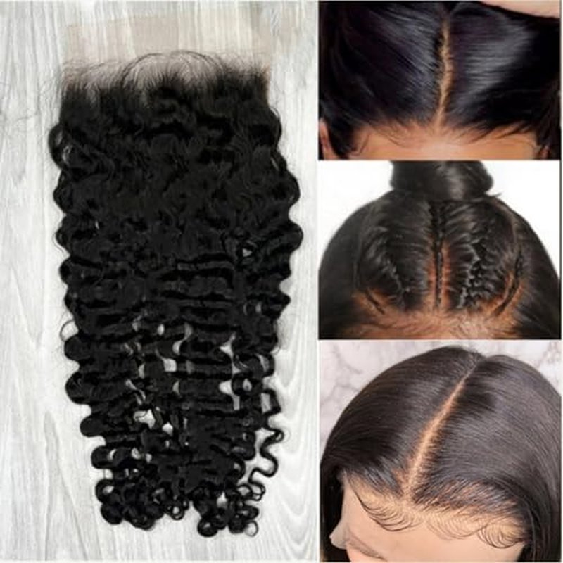 Silk Base Top Closure Burmese Curly Bleached Hidden Knots Free Part 4x4 Fake Scalp Lace Closure With Baby Hair Unprocessed Raw Human Hair 18inch