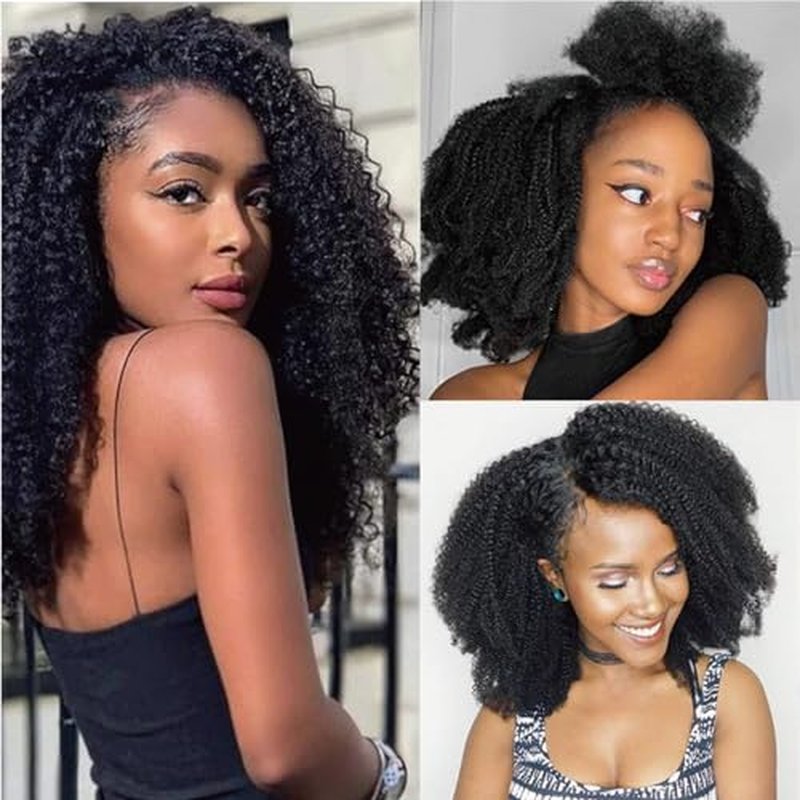 Afro Kinky Curly Clip in Human Hair 8pcs 240g/set 10A Brazilian Virgin Natural Hair Clip Ins Hair Extensions for Black Women Natural Black Color 20 Inch