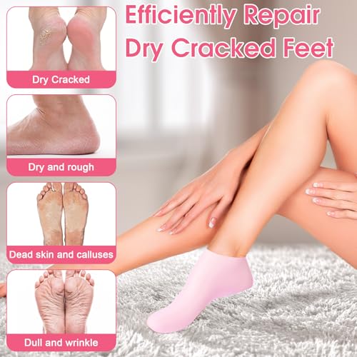 XANGNIER 6 Pairs Silicone Socks for Dry Cracked Feet Women,Moisturizing Foot Mask Exfoliating Silicone Socks,Foot Spa Gel Socks for Cracked Heels,Softening Rough Skin and After Pedicure Care