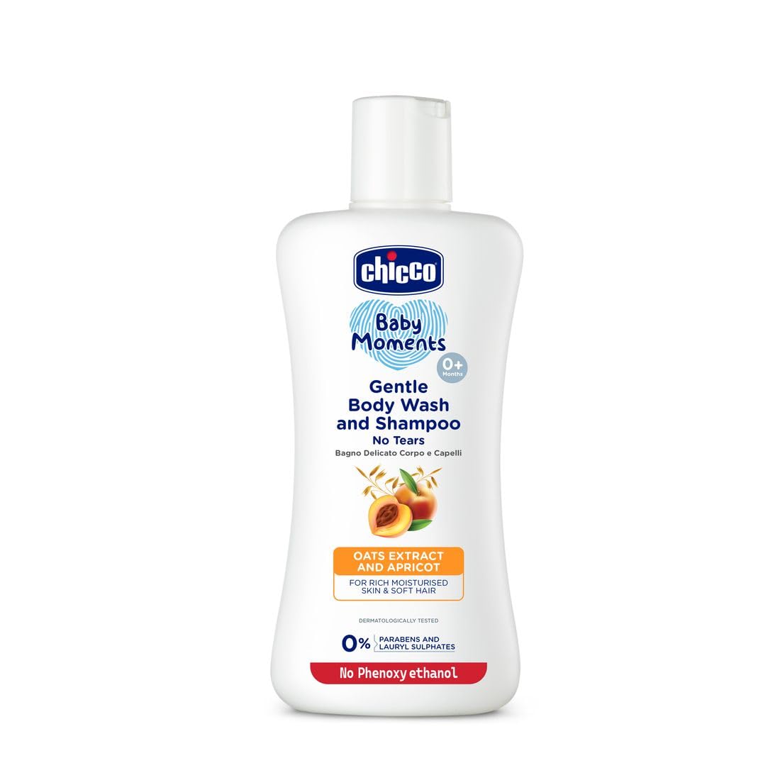 Chicco Baby Moments Gentle Body Wash and Shampoo | 200ml/(6.76 Fl Oz)