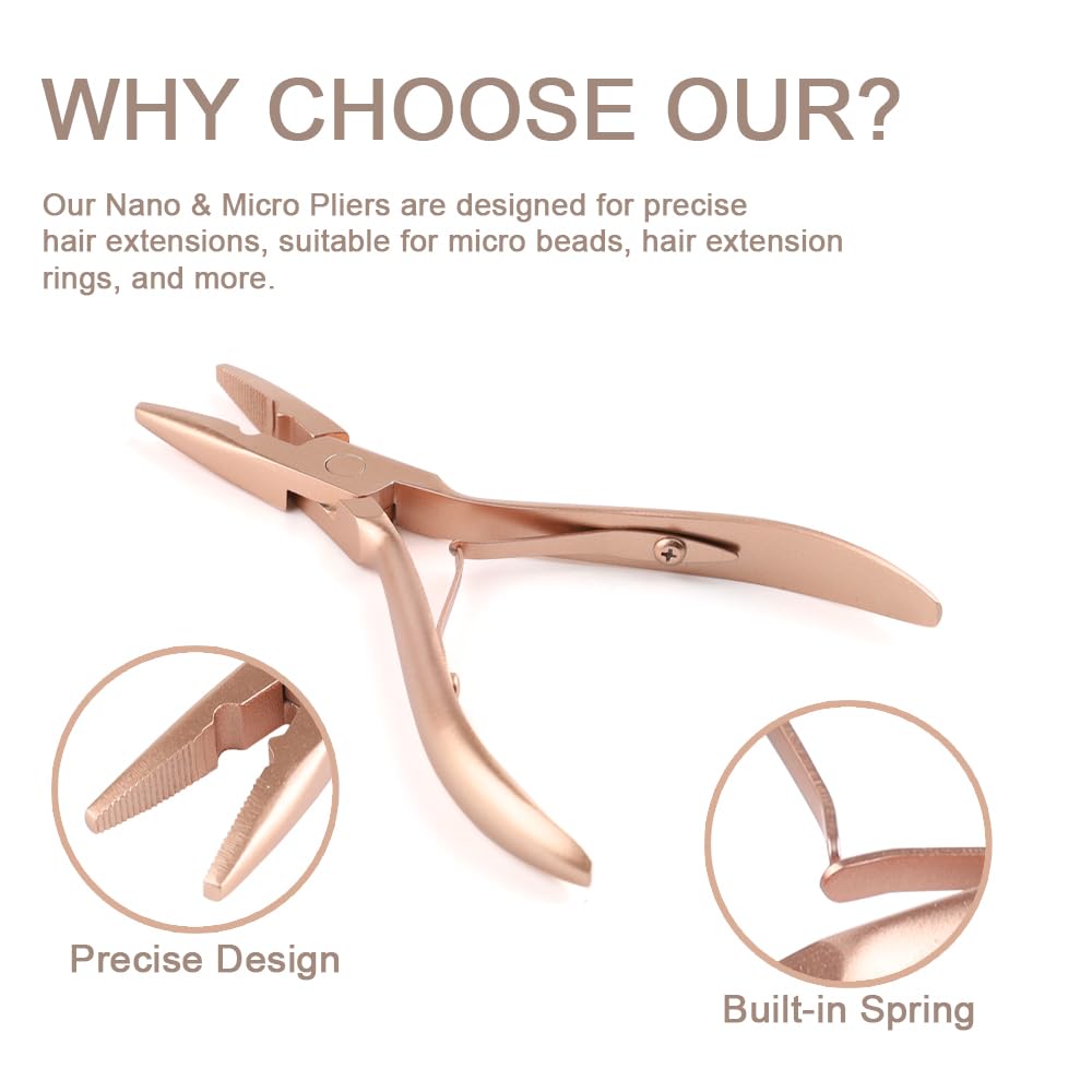 GlamorDove Hair Extension Tool Kit Microlink Pliers with Anti-slip Handle Hair Extension Beading Tool Hair Needle Pulling Hook Hair Styling Bead Closer and Remover Pliers