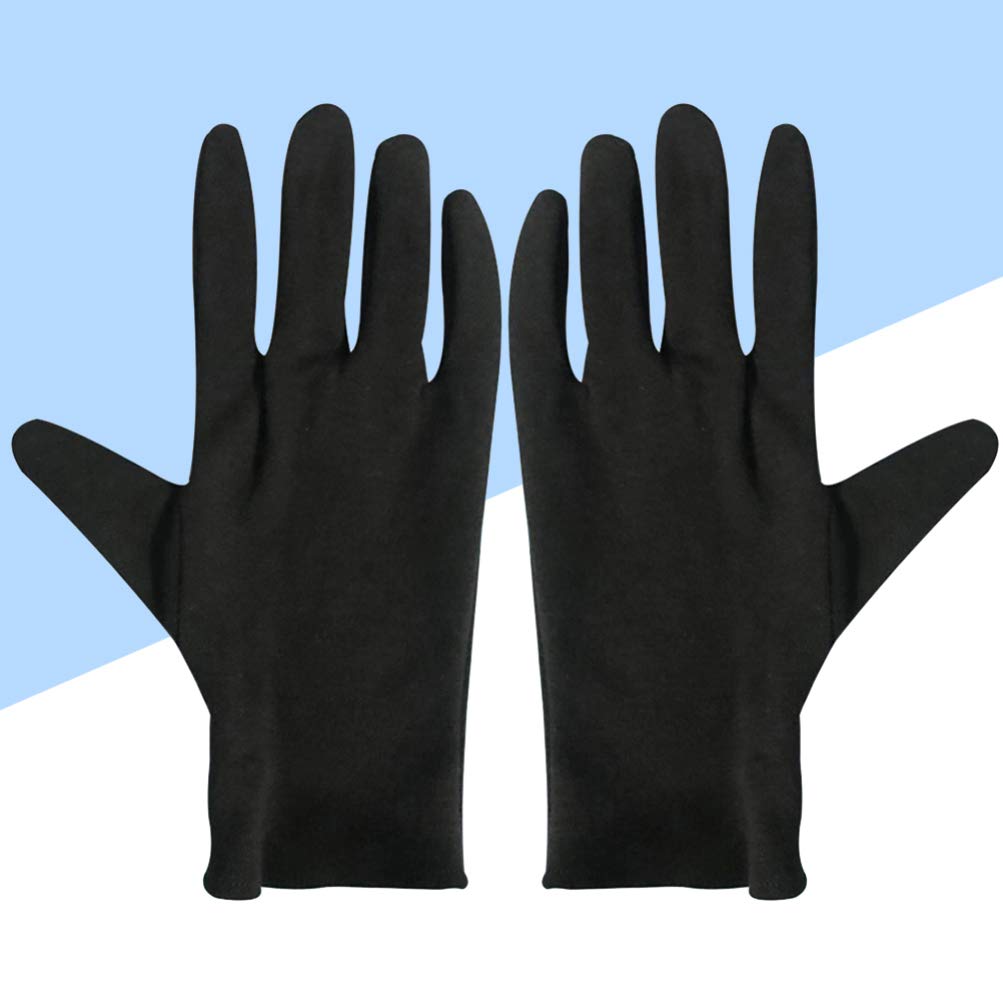 Beaupretty Moisturizing Eczema Cotton Gloves, 12 Pairs Black Cotton Gloves for Dry Hands, SPA Lotion Gloves Cosmetic Gloves L