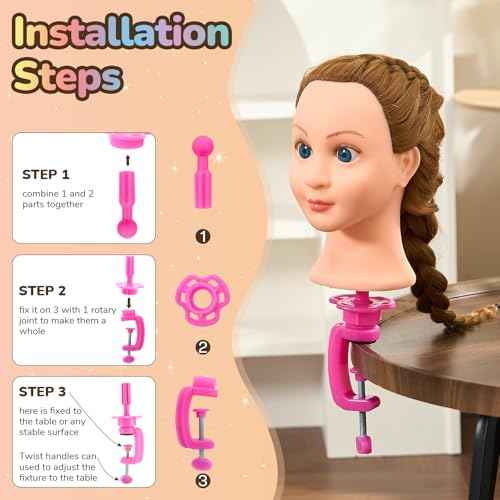 24Inch 80% Real Hair Mannequin Head - Doll head for hair Styling, Cosmetology Mannequin Head with Hair for Braiding Curling,Cuting with Table Clamp Styling Set (Blonde)