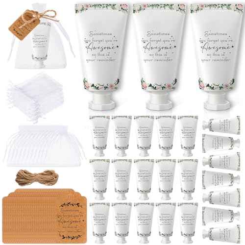 24 Sets Hand Mini Lotion Bulk Employee Appreciation Gifts Travel Size Hand Cream Inspirational Thank You Gifts for Teachers Coworkers Office Staff Team Housekeeping Appreciation Week(Delicate)