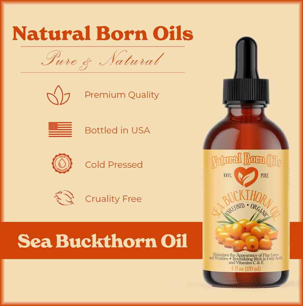 Sea Buckthorn Oil 16oz - 100% Pure Organic Cold-Pressed Oil | Revitalizing with Pump & Dropper