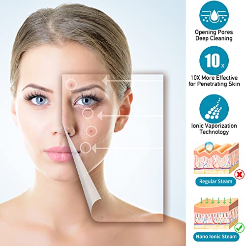 Facial Steamer - DENFANY Nano Ionic Face Steamer with Extendable 360¡Æ Rotating Arm - Portable Facial Steamer for Personal Care at Home or Salon (Blue)