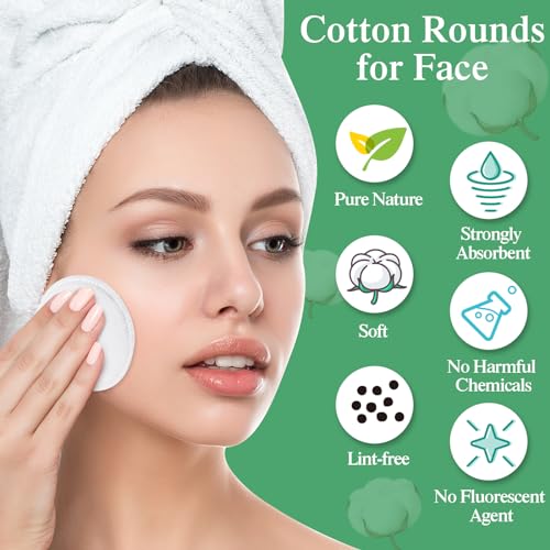 Maxcheck 2500 Pcs Cotton Rounds Bulk Exfoliating Rounds Cotton Rounds for Face Makeup Remover Pads Cotton Facial Pads Cotton Pads for Face Cotton Pads for Makeup Removal Toner Pads