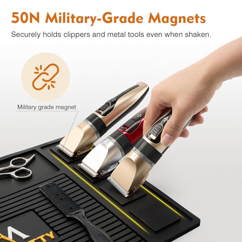MoyRetty Magnetic Barber Organizer Mat for Clippers Barber Shop Salon Anti-Slip Silicone Pad Rubber Heat-Resistant, for Heavy Clippers and Trimmers (Style 2)