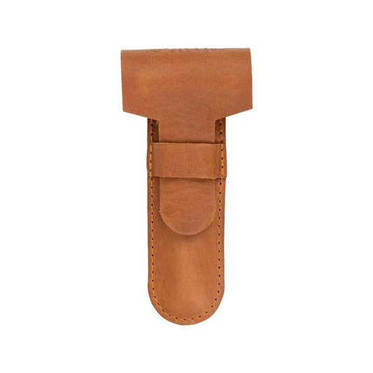 MERKUR Brown Leather Razor Case – Vegetable-Tanned Cowhide, Precision Fit for Safety Razors up to 110 mm, Protective Travel Cover, Made in Germany