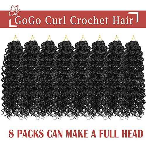 Gogo Curl Short Curly Crochet Hair - 12 Inch, 8 Packs for Black Women - Beach Curl, Deep Wave, Water Wave Braids - Synthetic Hair Extensions (12 Inch, 8 Packs, 1B)