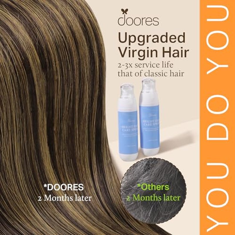 DOORES I Tip Human Hair Extensions, 100g, 22 Inch Balayage Dark Brown to Chestnut Brown, Cold Fusion Remy Hair Extensions