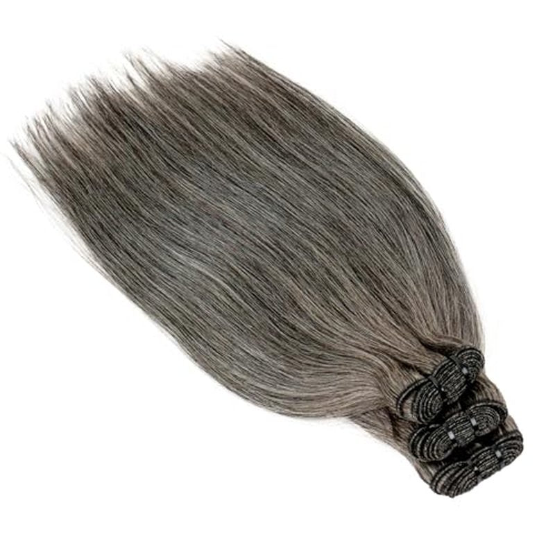 Salt and Pepper Human Hair Bundles Straight 14 14 14 inch Natural Gray Bundles Human Hair 12A Grey-White Quick Weave Hair Extensions Double Weft