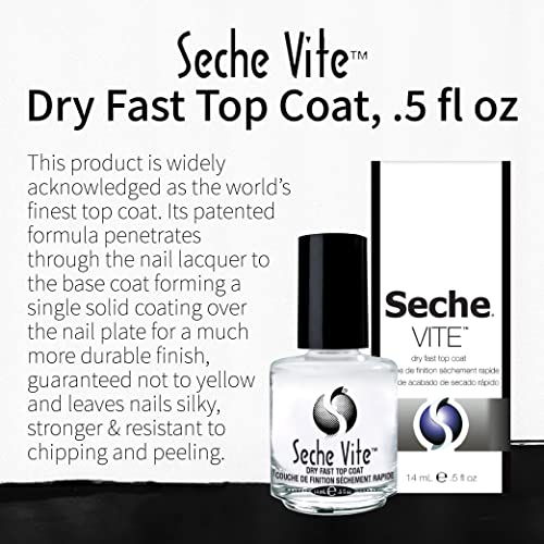 Seche Vite Dry Fast Top Coat Nail Polish - Quick Dry, Long Lasting, Clear Nail Polish, Made in the USA, 0.5 fl oz