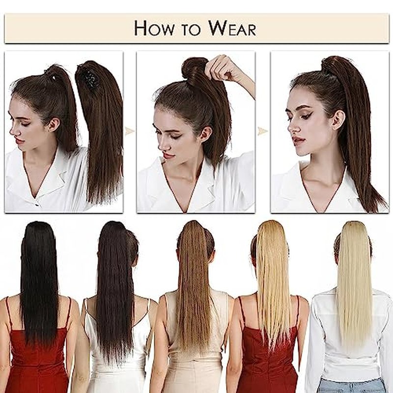 MY-LADY Ponytail Extension Human Hair Claw Clip in Ponytail Hair Extension Long Straight Pony Tail Hair Extensions Real Human Hair for Women Jet Black 18 Inch 115g