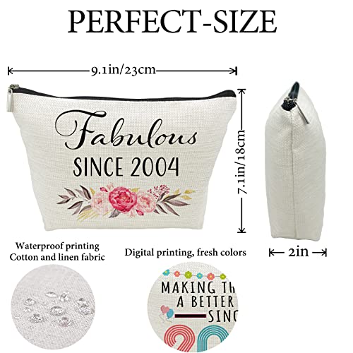 21st Birthday Gifts for Girls, Sweet 21 Year Old Gift Makeup Bag, 21 Birthday Gift Makeup Bags for Her, Sister, Friend, Daughter, Teen Girl Gifts Makeup travel Bag, Cosmetic Bag, Fabulous Since 2004