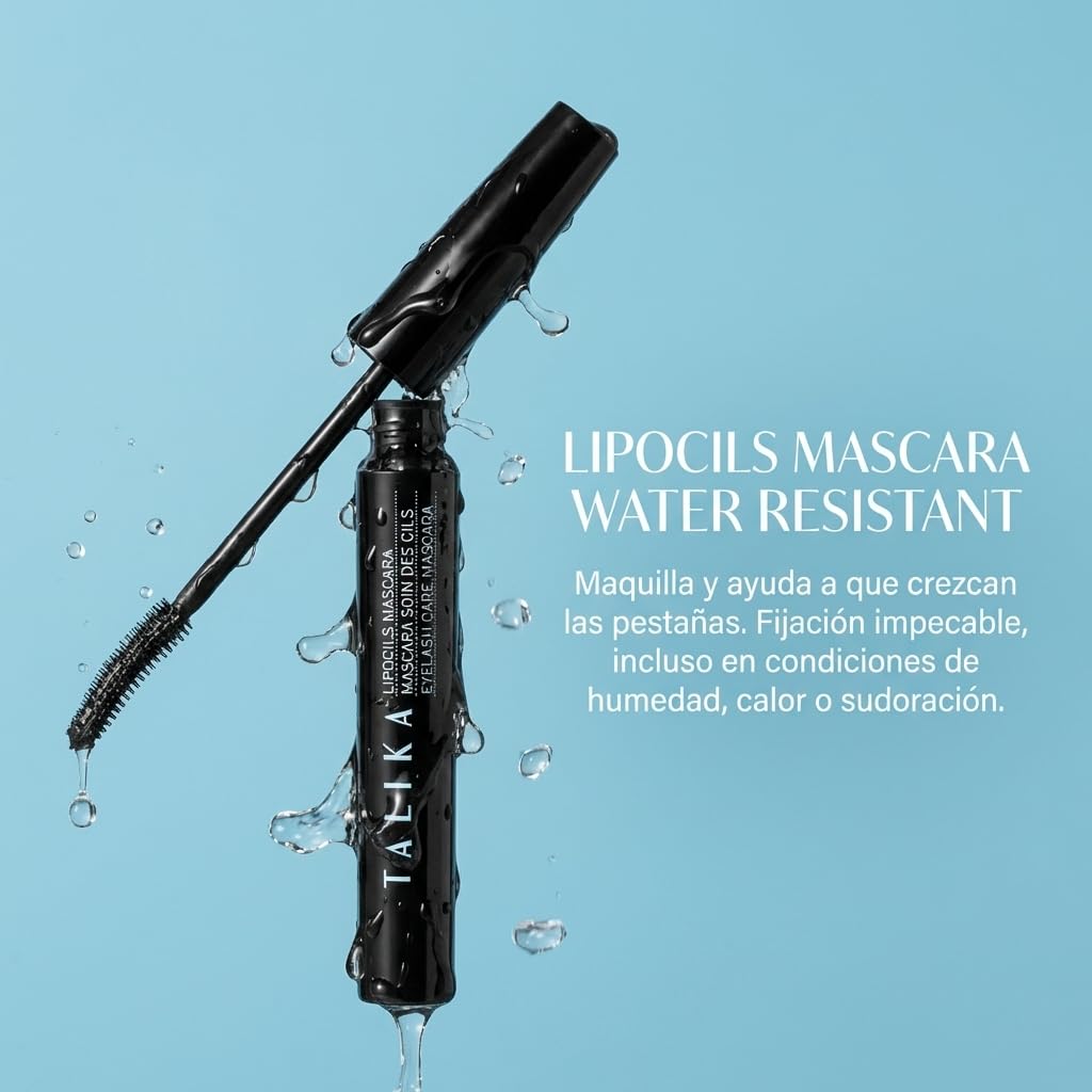 Talika Lipocils Water Resistant Mascara - Black- Non-Smudge Formula, Natural Lash Enhancement, Quick Definition, Improved Lashes in 14 Days, Volumizing, Strengthening, Curling, Darkens Over Time