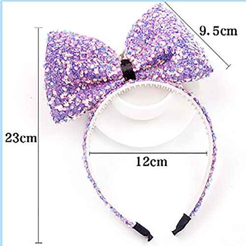 Sequin Mouse Ears Headbands Bow Glitter Hair Clasp Party Decoration for Girls,Women