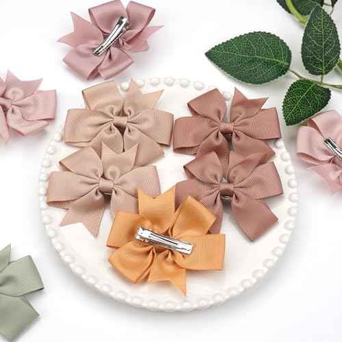 C?LLOT 70pcs 3 Inch Boutique Grosgrain Ribbon Pinwheel Hair Bows,Toddler Bows Hair Clips for Baby Girls Birthday Gifts In Pair