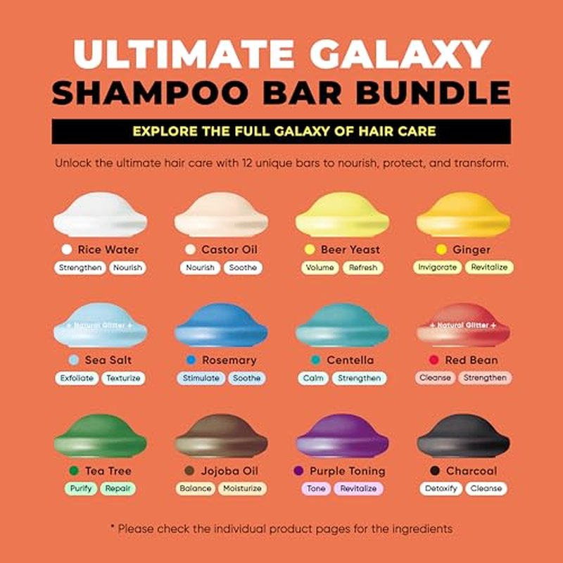 Ultimate Galaxy Shampoo Bar Bundle 2.0 - Hydrating & Moisturizing Natural Soap Bar for Hair & Scalp Nourishment - Solid Shampoo for All Hair Types (120g, 4.23oz - 6EA)