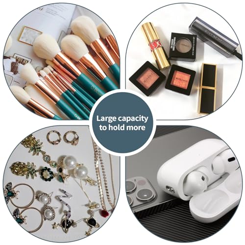 2pcs Set PU Leather Cosmetic Bag for Women - Floral Makeup Bag Portable Storage Purse for Makeup (Z-Blue-2 Case)