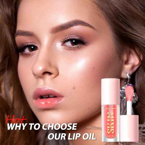 Lipstick Primer Jolilab Fruit Lip Oil,Hydrating Lip Glow Oil Plumping Glass Finish Moisturizing Lip Gloss Lip Tint Fruit Extract Lip Oil Tinted for Dry Lip and Lip Care(Strawberry Flavor)