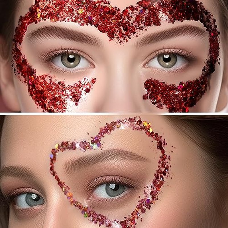 Teenitor Body Glitter Face Glitter Makeup Festival Glitter, 12 Colors Face and Body Glitter Gel, Hair Glitter Gel, Body Makeup