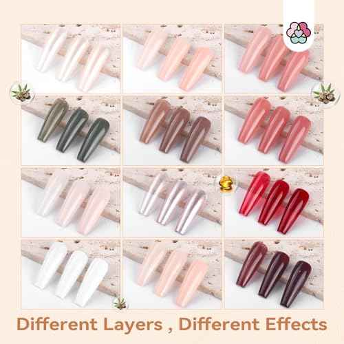 SAVILAND Nail Polish Set with Base Top Coat: Quick Dry 12 Classic Pink Nail Polish Non Gel Regular Nails Polish Kit with Castor Oil Toe Nail Lacquer Set for Women Nail Art 0.34 oz Fall Autumn
