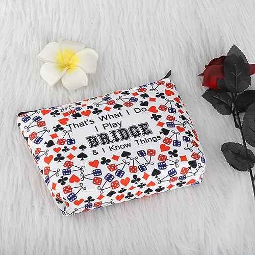 PXTIDY Lucky Bridge Casino Bag Gambler Bridge Players Gifts That What I Do I Play Bridge Gamble Travel Zipper Pouch Bridge Card Game Gift