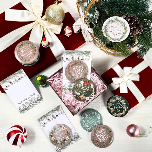 Thyle 36 Sets Christmas Christian Gifts Bulk Bible Verse Compact Mirrors Mini Christian Pocket Mirror Portable Round Makeup Mirrors with Christmas Greeting Cards for Women Xmas Church Party Favors