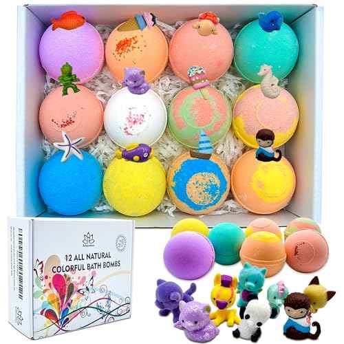 12 Bath Bombs for Kids with Surprise Toys Inside - Handmade in The USA from Natural Safe Ingredients for Sensitive Skin - 12 Different Scents with 12 Toys Inside- Gift for Girls and Boys