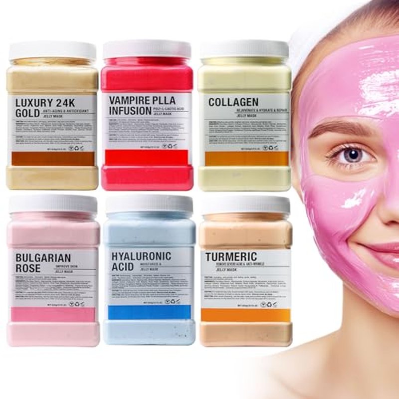 Vajacial Hydro Jelly Mask Powder for Face, Jelly Mask for Facials Professional, Jelly Facial Mask for Teens and Women. Jelly face mask. (6 packs)