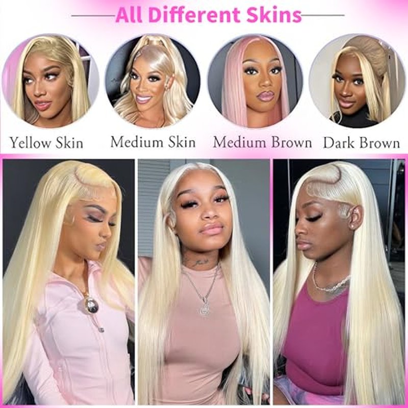 24 Inch 613 Lace Front Wig Human Hair 200 Density Blonde Wig Human Hair 13X6 HD Transparent Straight Lace Front Wigs Human Hair Blonde Glueless Wig for Women Pre Plucked with Baby Hair