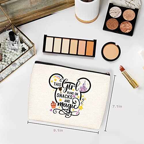 Cartoon Mouse Cute Mouse Themed Gifts Cosmetic Bag for Women Teen Girls Birthday This Girl Runs On Snacks Makeup Bag Funny Anime Pouch Travel Bags Skincare Toiletry Bag Makeup Bag Anime Gifts