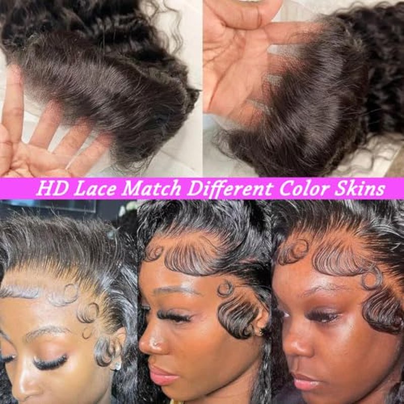 Rozilo Aomllute Deep Wave Lace Front Wigs Human Hair Wigs for Women 200 Density 13x4 HD Deep Curly Lace Front Wig Human Hair Glueless Lace Front Wig Human Hair Pre Plucked 24 Inch