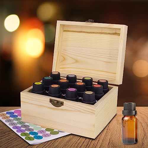 Essential Oil Storage Box High Capacity Wooden Essential Oils Display Organizer Stand Holder for 15 ml Bottles Nail Polish Collection.
