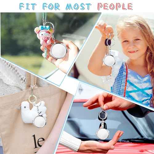 10 Pcs Compact Mirror Portable Metal Folding Mirror with Key Ring for Pockets Bags Wallets Travel Toiletries Gifts - Round