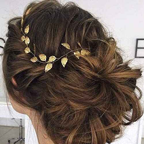 Bridal Leaf Hair Vine Delicate Handmade Leaves Hair Chain Gold Wedding Hair Accessories Jewelry for Bride and Women (Gold)