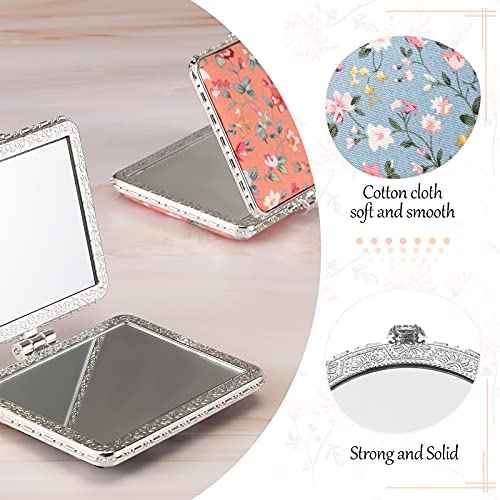 8 Pieces Flower Compact Mirror for Purse Bulk Small Compact Mirror Gift Makeup Floral Pocket Retro Folding Portable Travel Accessories for Women Girls Christmas Gifts