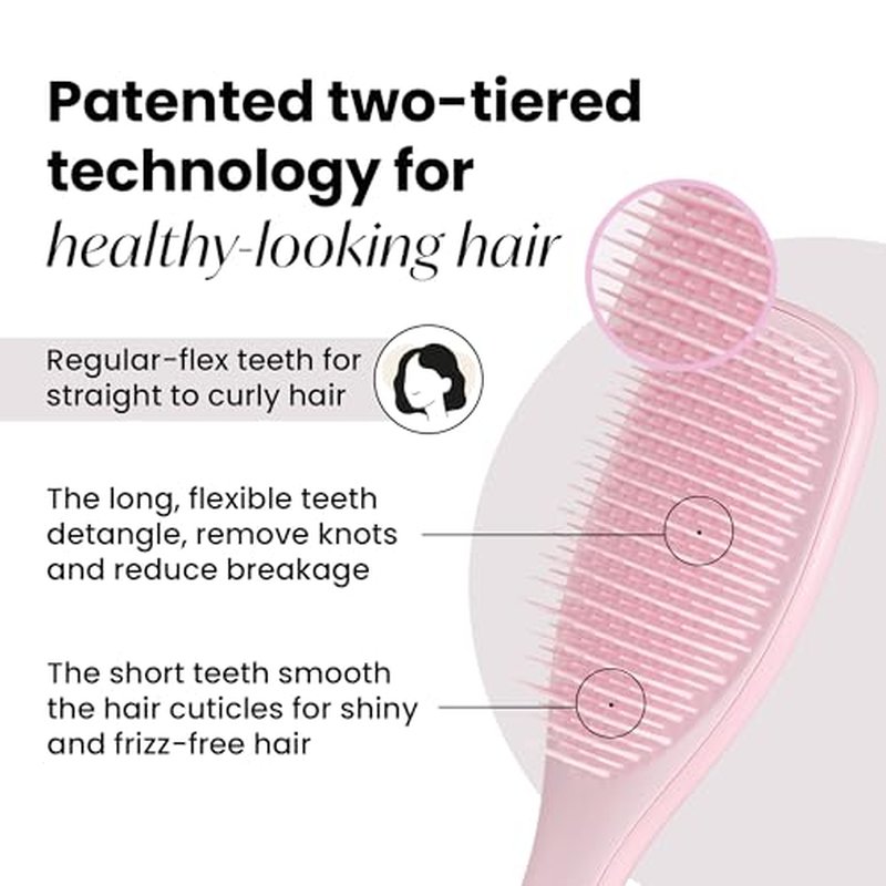 Tangle Teezer Ultimate Detangler Brush for Wet & Dry Hair, Eliminates Knots & Reduces Breakage for All Hair Types, Millennial Pink