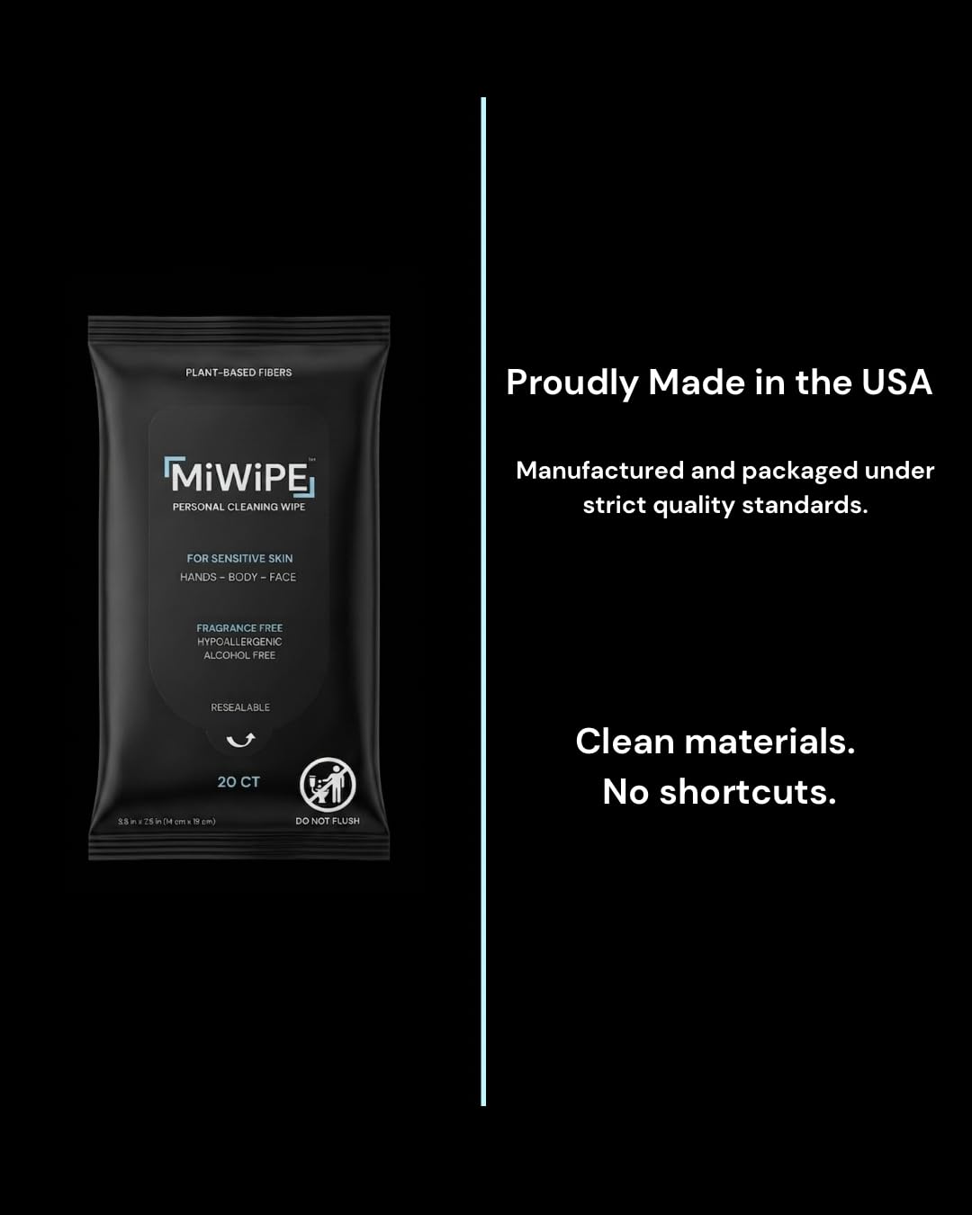 MiWiPE Travel Wet Wipes - Body and Hand Wipes for Sensitive Skin, Fragrance Free, Alcohol free, Hypoallergenic, Resealable Travel Pack, 20 count Packs (Pack of 20) - 400 Total Wipes