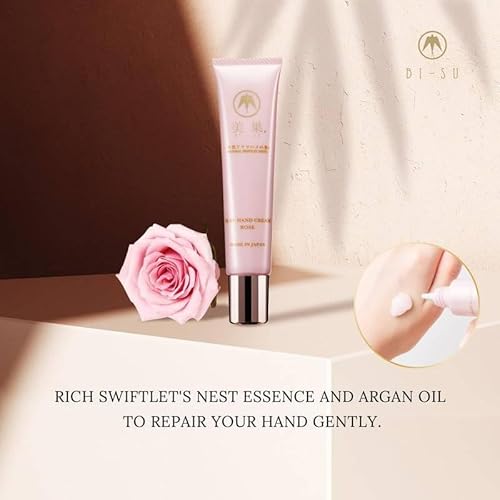 BI-SU Hand Cream | Hand Moisturizer, Natural Swiftlet Nests Extract, Collagen, Sialic Acid, Anti-aging Japanese Skincare, Prevents Dryness, Keeps Hands Soft, Rose Lover Scent, 1.06oz, 30g