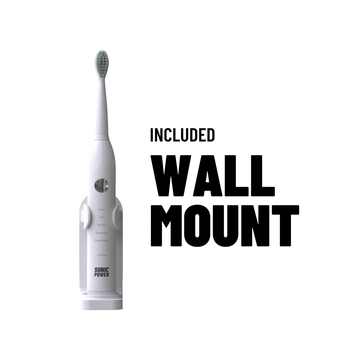 SonicPower Electric Toothbrush Kit, Ultra Portable & Lightweight with 5 Cleaning Modes, 1 Year Supply of Brush Heads, Rechargeable Battery, Mirror Mount & Travel Cap Included (White)