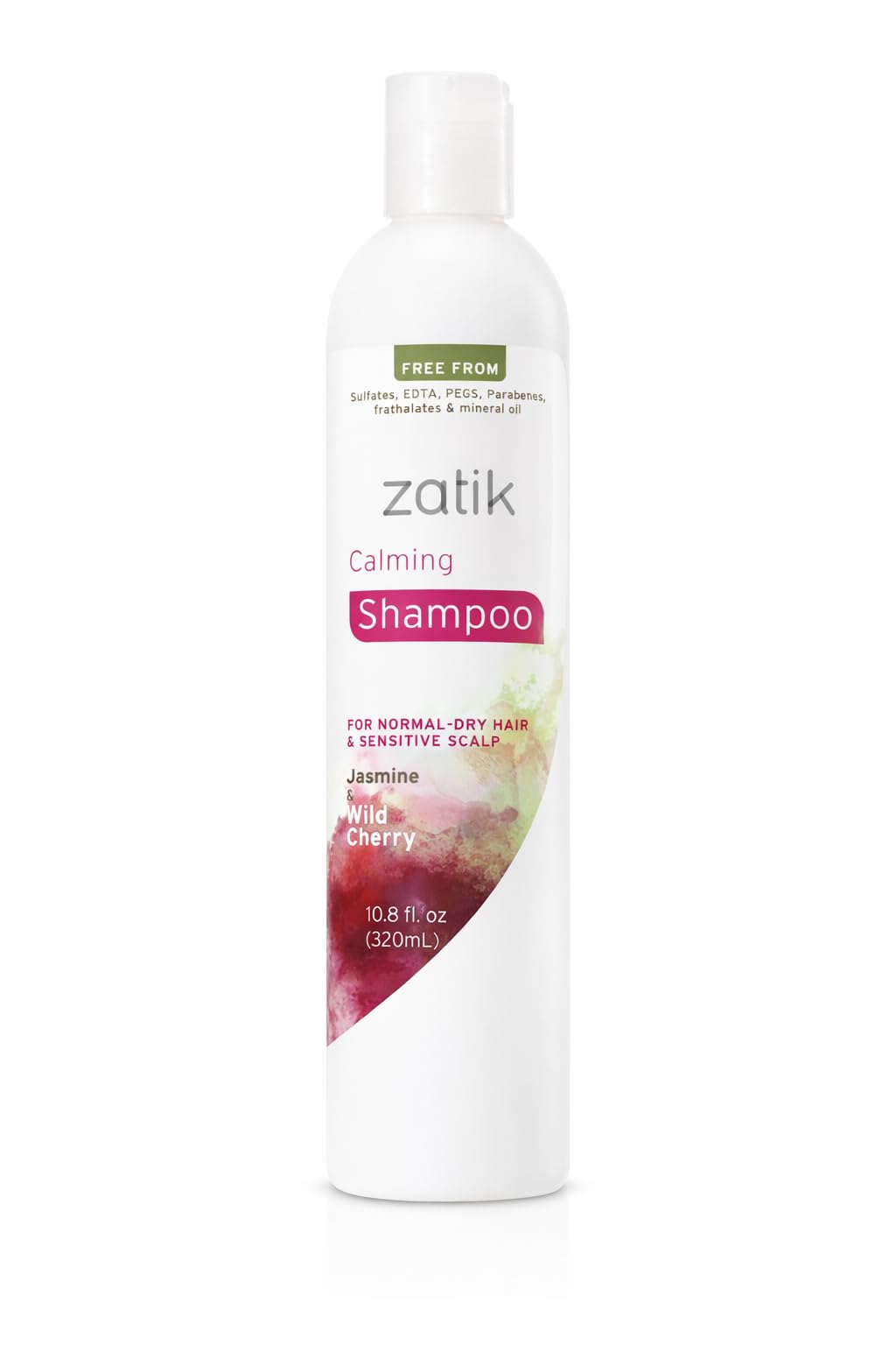 Zatik Naturals - Calming Shampoo + Conditioner Set, with Jasmine and Wild Cherry for Dandruff - Vegan Biodegradable, pH Balanced, FREE FROM EDTA, PEG, Paraben, phthalates, 10.8 oz (One each)