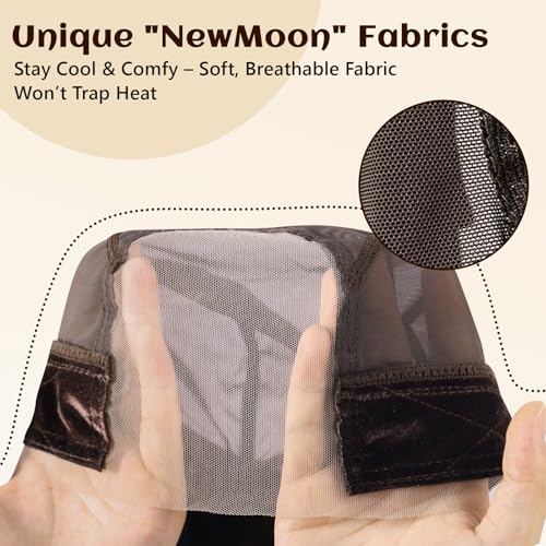 Lace Wig Cap for Women Non Slip, Glueless Wig Grip Cap with 4x5 Transparent Swiss Lace Front, Adjustable Wig Cap with Velvet Grip Band (Brown)