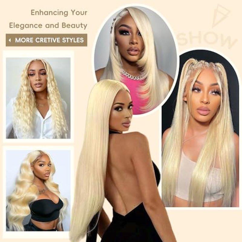 30 Inch 613 Lace Front Wig Human Hair Straight Blonde Wig Human Hair 613 13x6 Lace Front Wig Human Hair 200% Density Pre Plucked Blonde Lace Front Wigs for Women