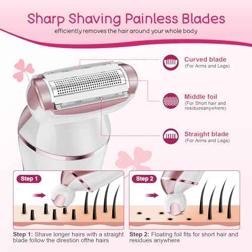 2-in-1 Bikini Trimmer for Women, Gifts for Women, Electric Shaver for Womens, Rechargeable Wet Dry Lady Hair Remover,IPX7 Waterproof, Razor for Legs