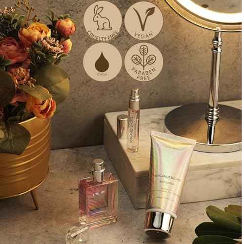 Bergamot Shores Spa Kit - Mom's Self Care Gift with Perfume, Body Lotion & Eau de Toilette Spray - Birthday Gift for Women