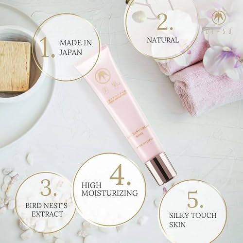 BI-SU Hand Cream | Hand Moisturizer, Natural Swiftlet Nests Extract, Collagen, Sialic Acid, Anti-aging Japanese Skincare, Prevents Dryness, Keeps Hands Soft, Rose Lover Scent, 1.06oz, 30g