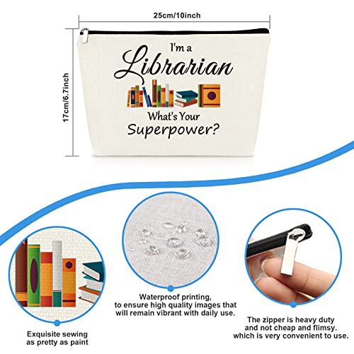 Librarian Gifts for Women Makeup Bag Librarians Thank You Gifts Book Lover Bookworm Prefect Cosmetic Bag Pouch Librarian Retirement Christmas Birthday Gift for Librarians Library Reading Organizer