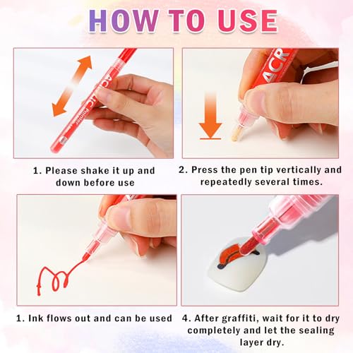 12 Colors Nail Art Pens Set Nail Polish Pens Nail Art Drawing Pen Quick Dry Waterproof Nail Art Painting Pens kit for Home DIY Nail Art Design